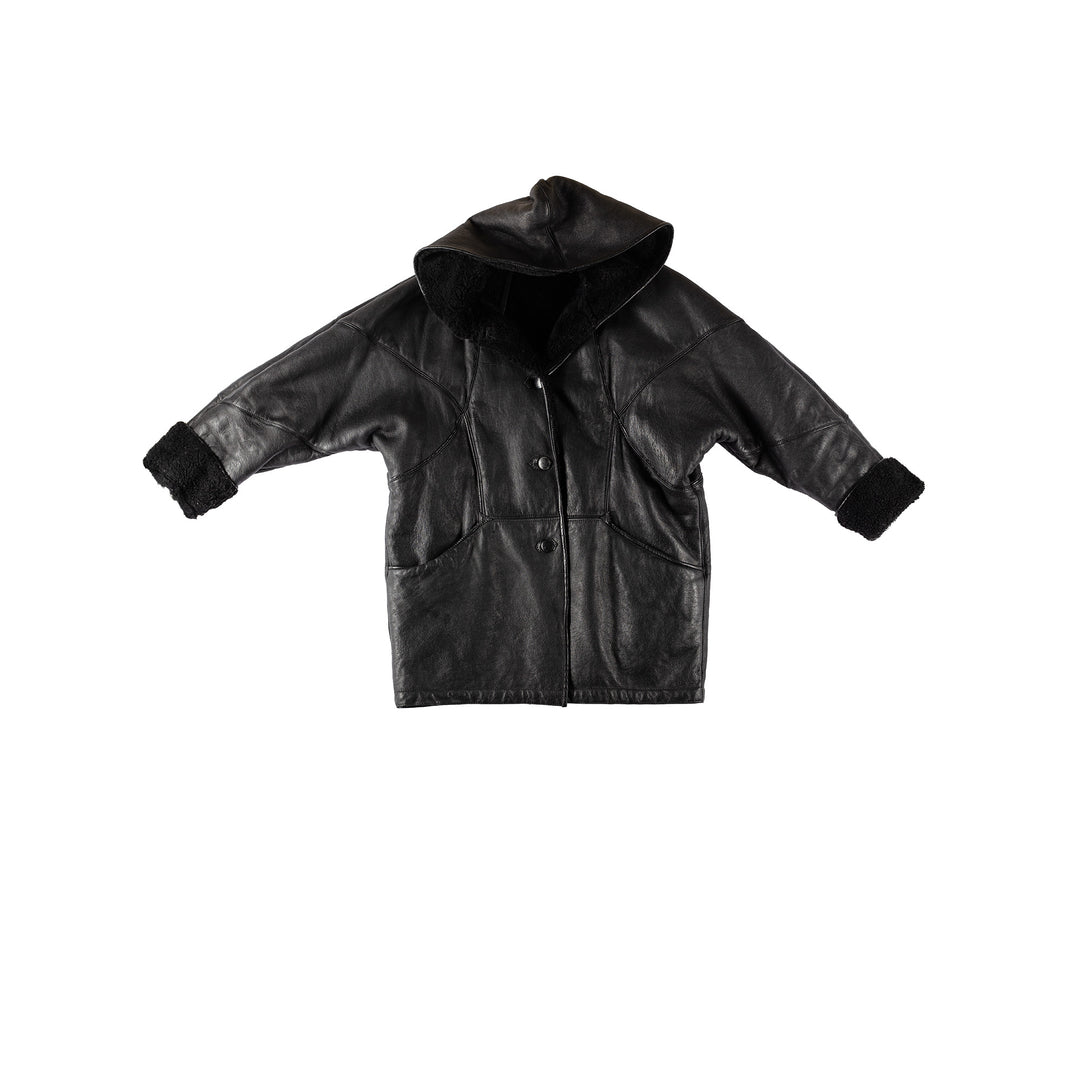 Vintage 80's Women Sheepskin Coat in BlackMN525