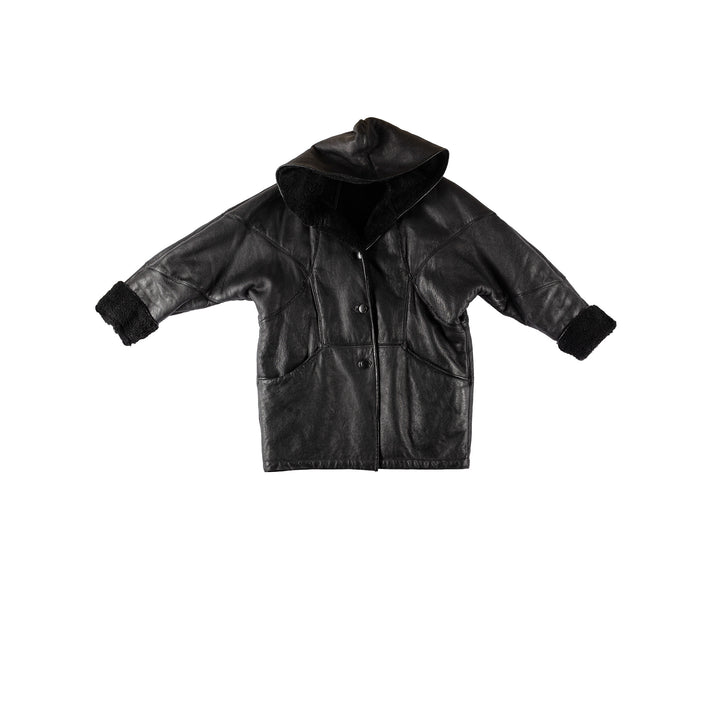 Vintage 80's Women Sheepskin Coat in BlackMN525