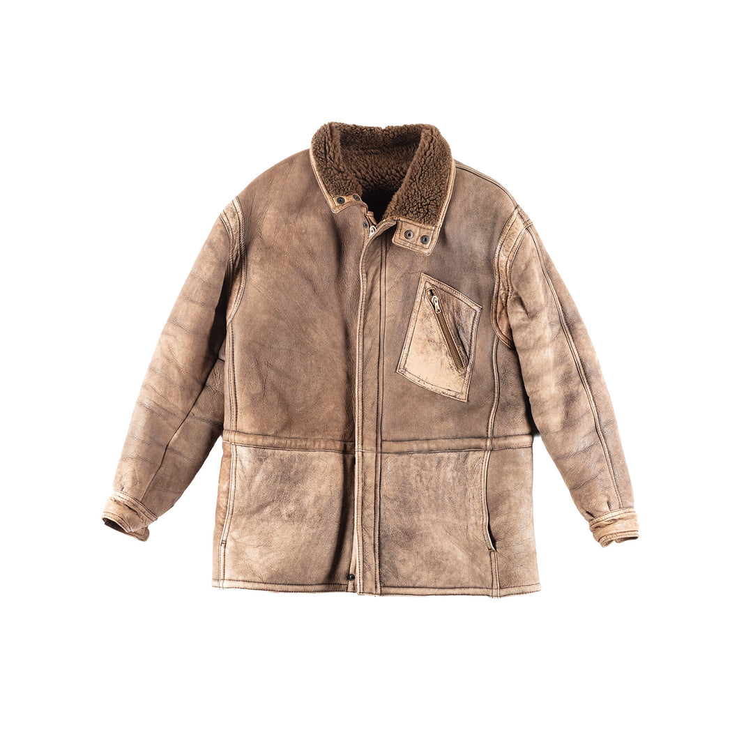Vintage 80's Men Sheepskin Coat in Brown