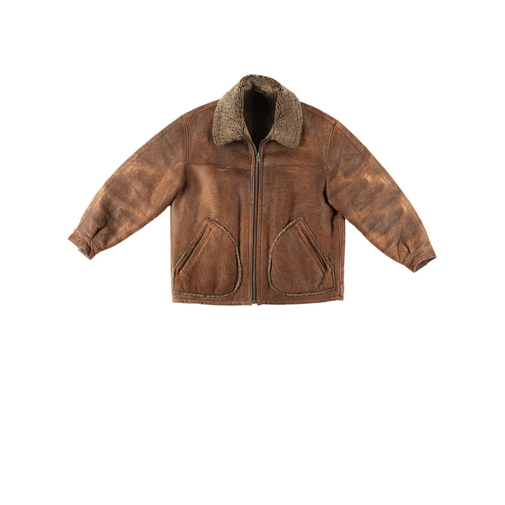Vintage 80's Men Sheepskin Coat in BrownVN281