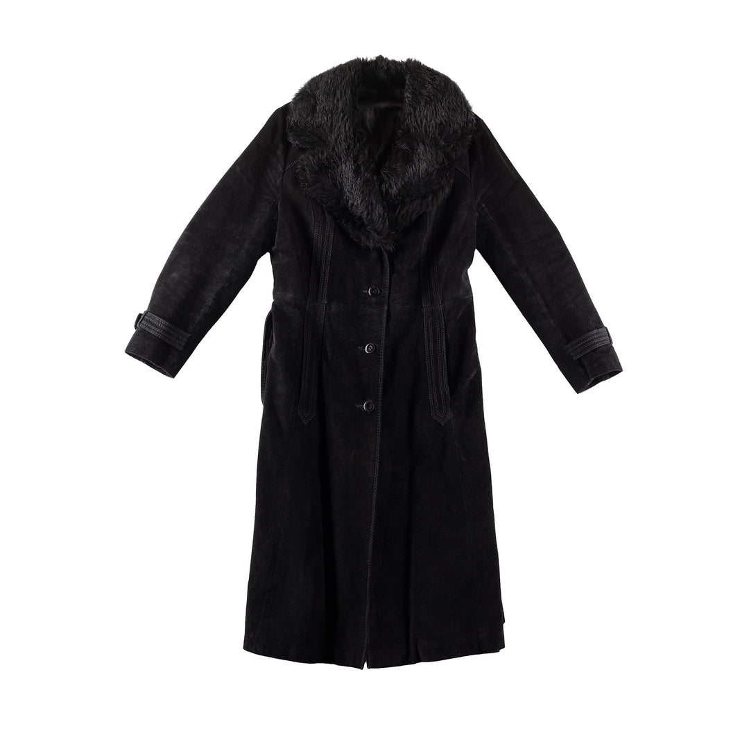 Vintage 70's Women Suede Coat in BlackMN257