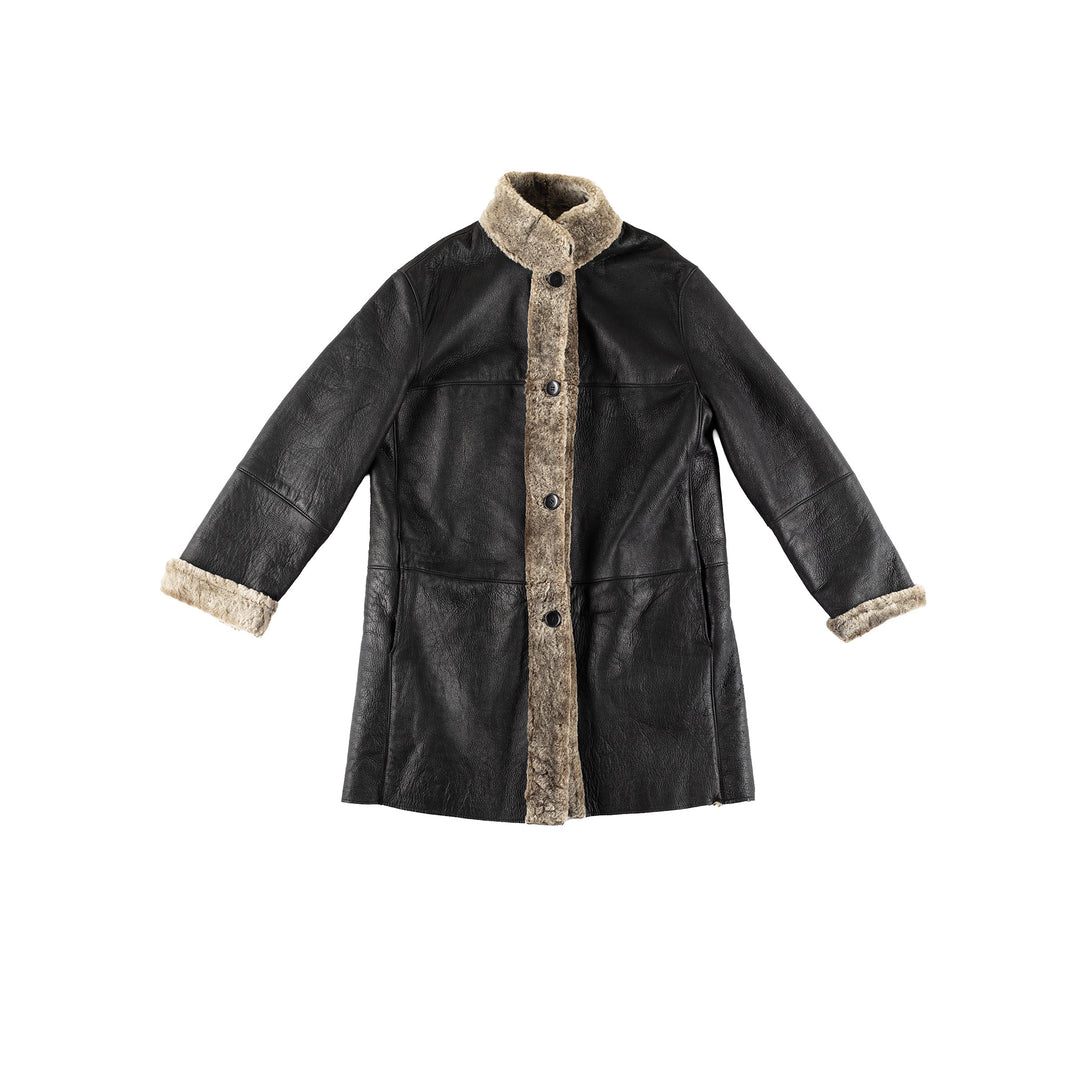Vintage 80's Women Sheepskin Coat in BlackMN387