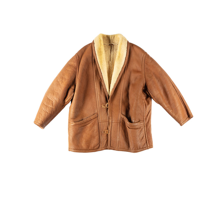 Vintage 80's Men Sheepskin Coat in BrownVN105