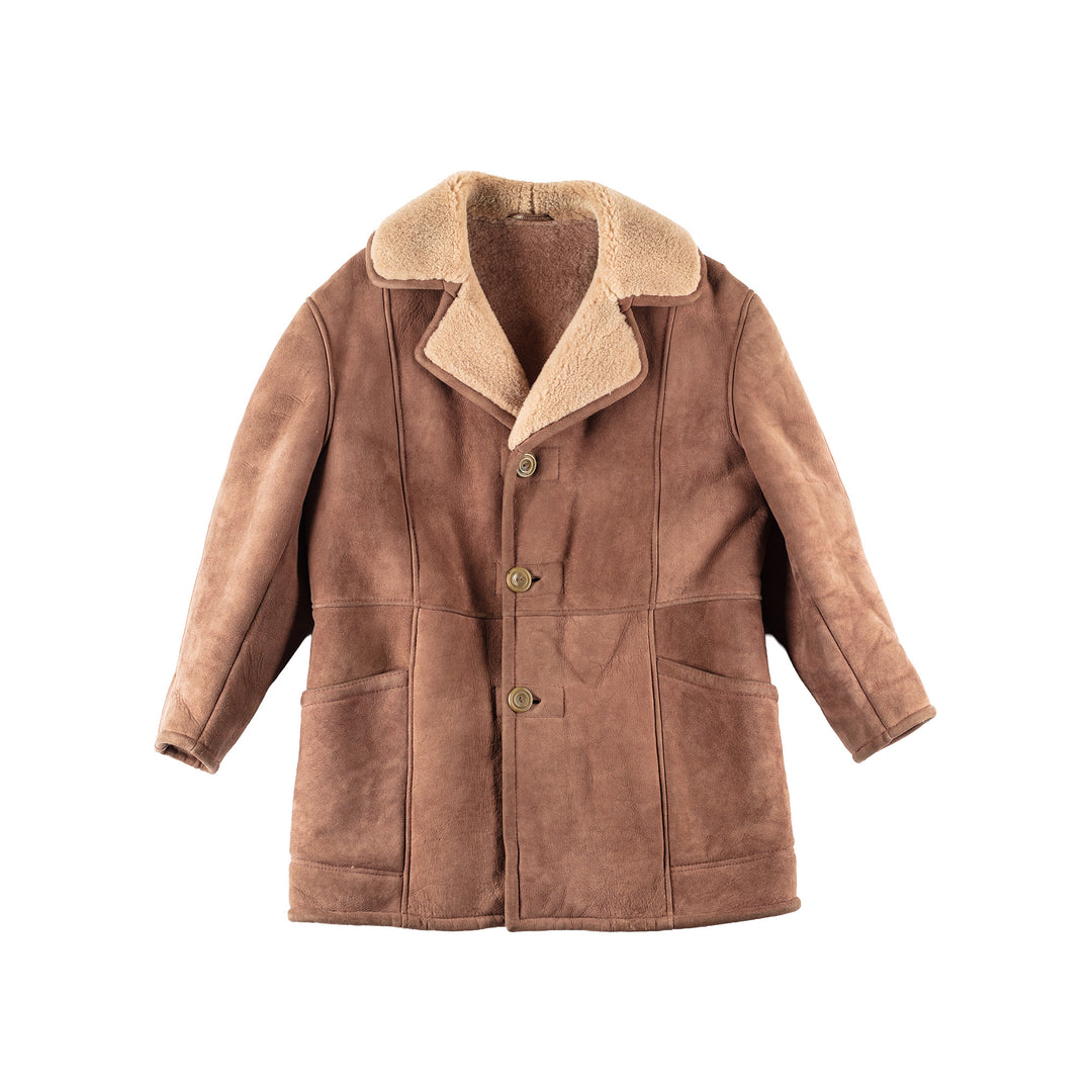 Vintage 80's Men Sheepskin Coat in Brown