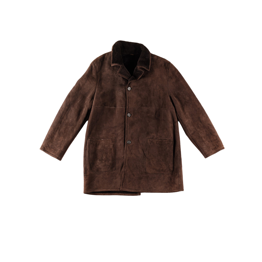 Vintage 80's Men Sheepskin Coat in BrownVN380
