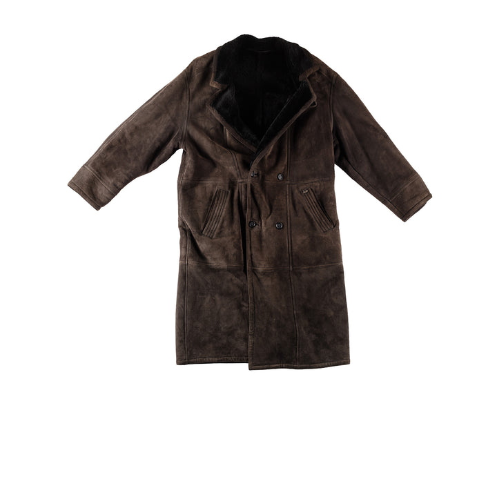 Vintage 80's Men Sheepskin Coat in BrownVN403