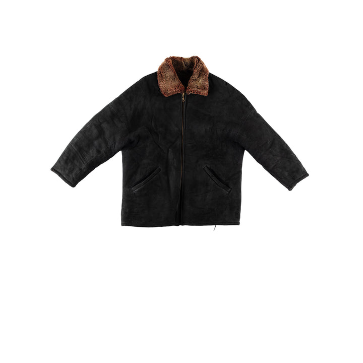 Vintage 80's Men Sheepskin Coat in BlackVN606