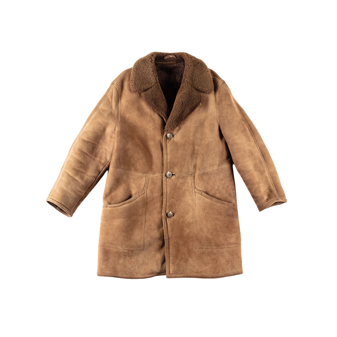 Vintage 80's Men Sheepskin Coat in BrownVN143