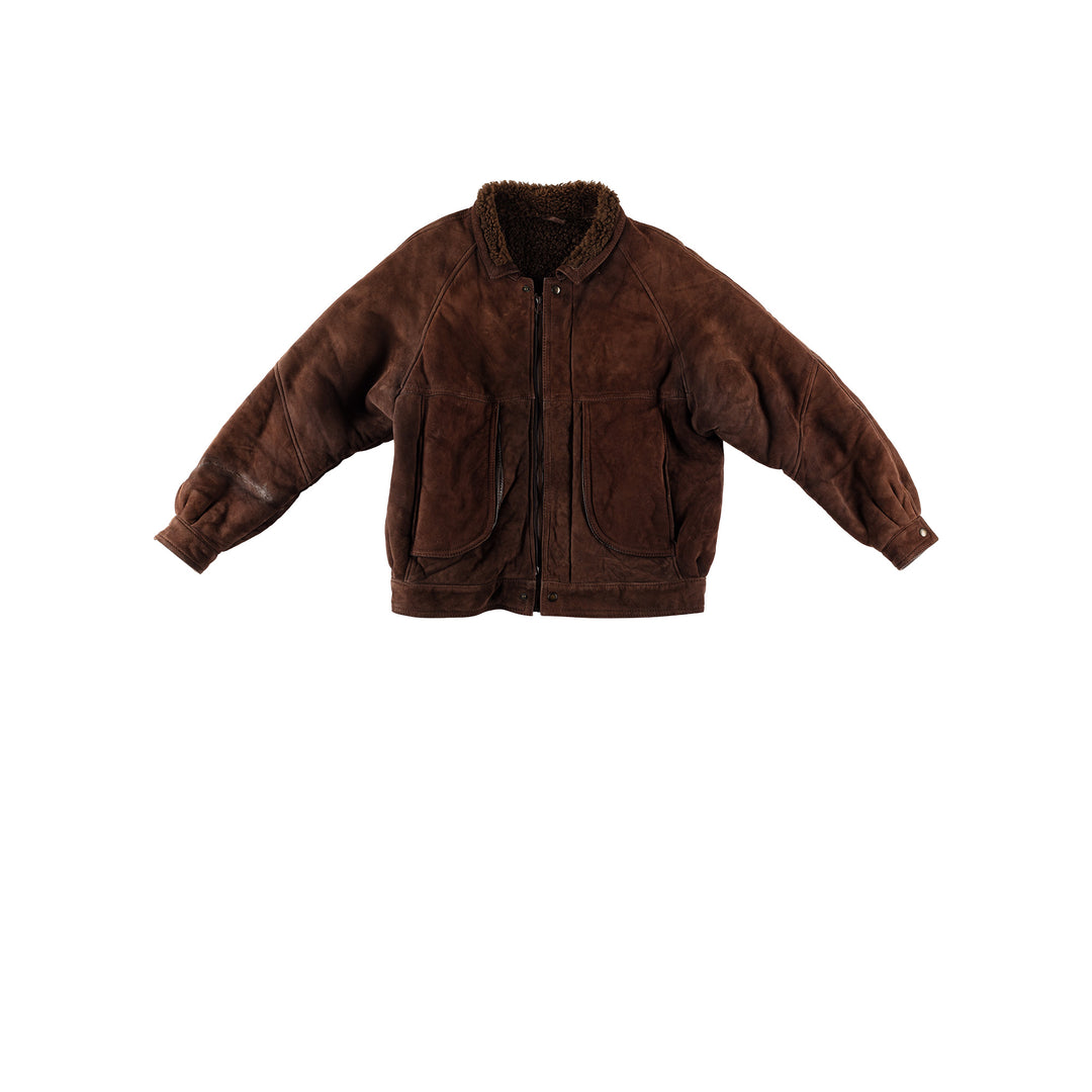 Vintage 90's Men Sheepskin Jacket in BrownVN477