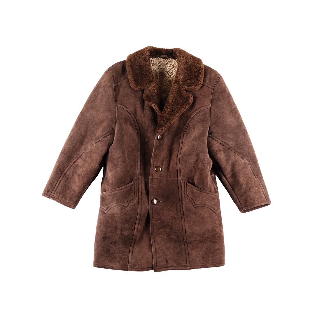 Vintage 70's Men Sheepskin Coat in Brown