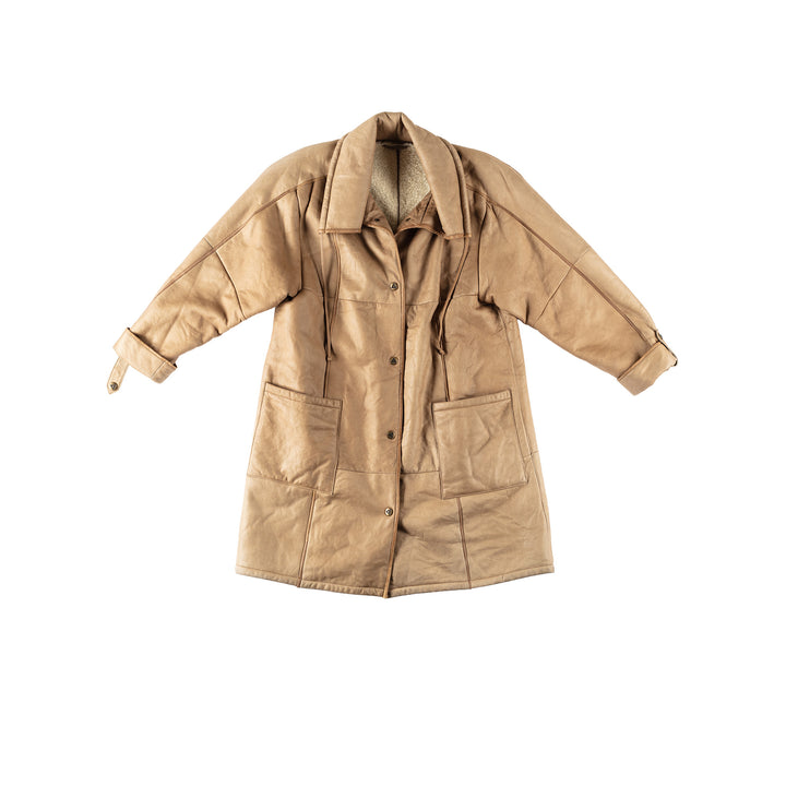 Vintage 80's Women Sheepskin Coat in BeigeMN168