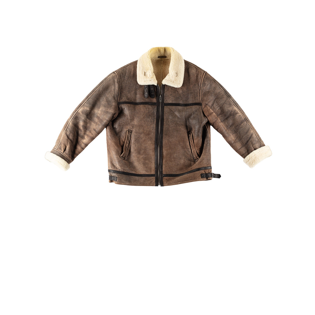 Vintage 80's Men Sheepskin Jacket in BrownVN264