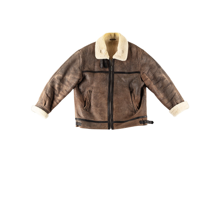 Vintage 80's Men Sheepskin Jacket in BrownVN264