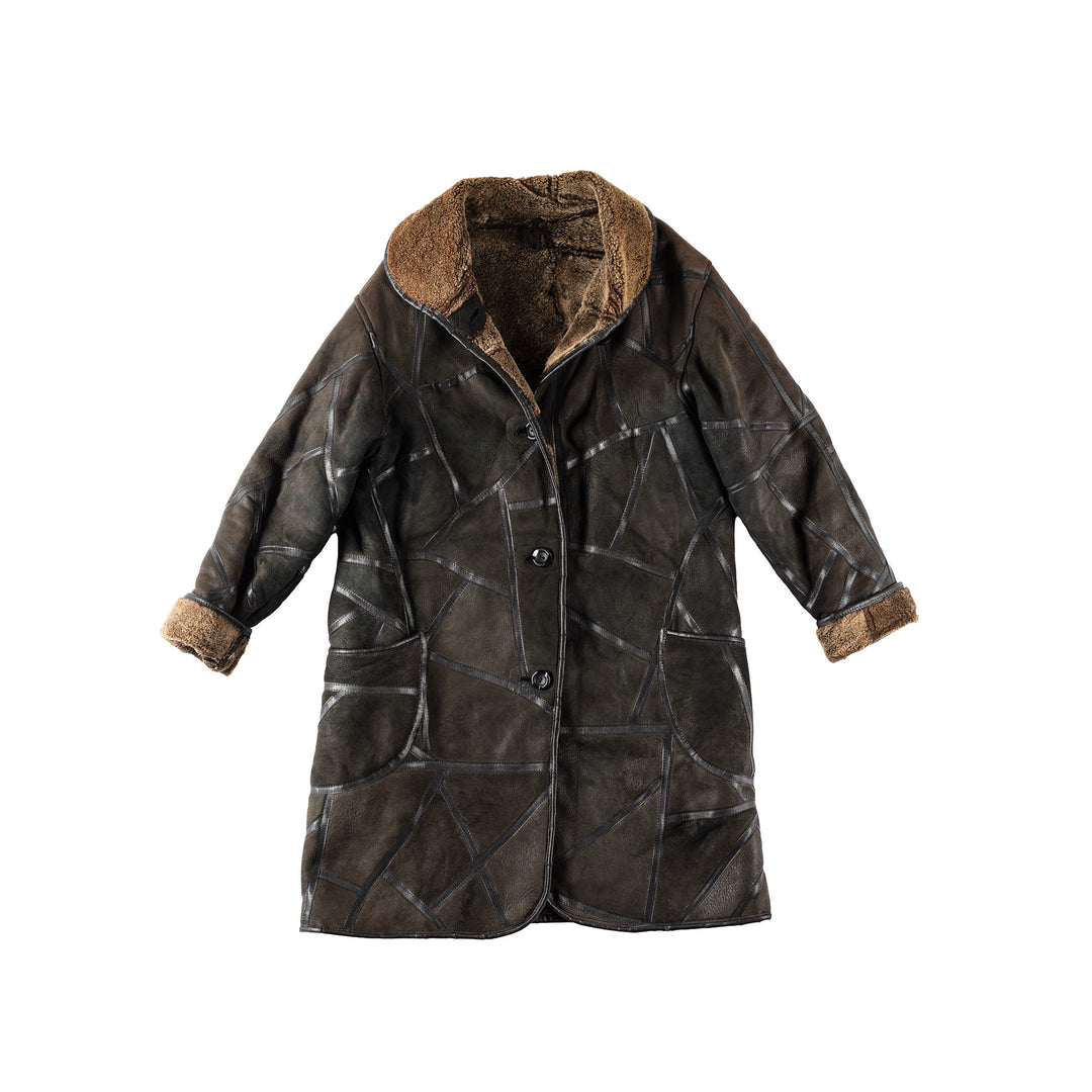 Vintage 80's Women Sheepskin Coat in BrownMN166
