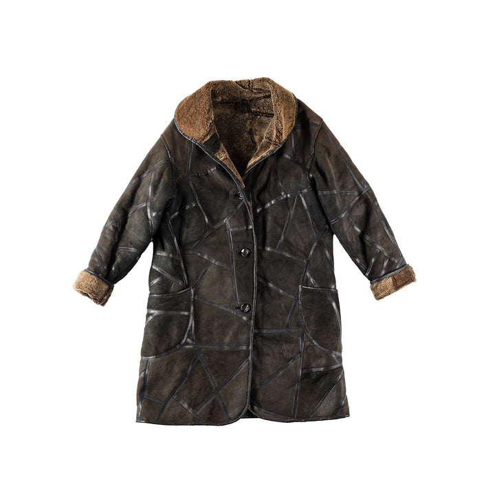 Vintage 80's Women Sheepskin Coat in BrownMN166