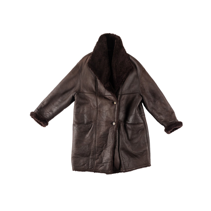 Vintage 80's Women Sheepskin Coat in BrownMN170