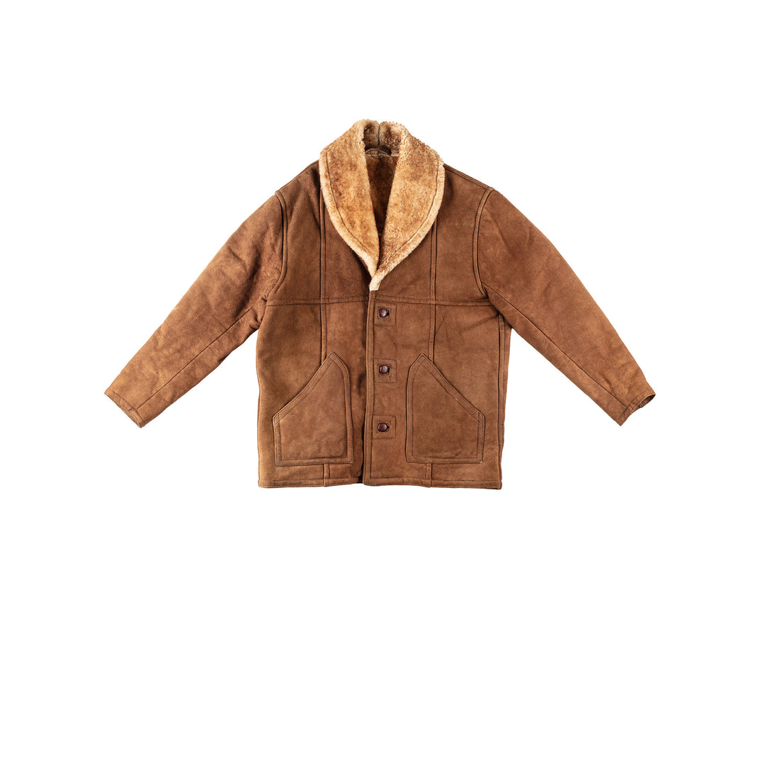 Vintage 80's Men Sheepskin Coat in BrownVN216
