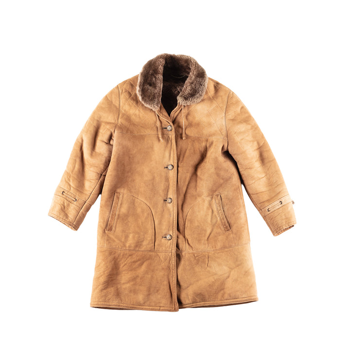 Vintage 80's Women Sheepskin Coat in Brown