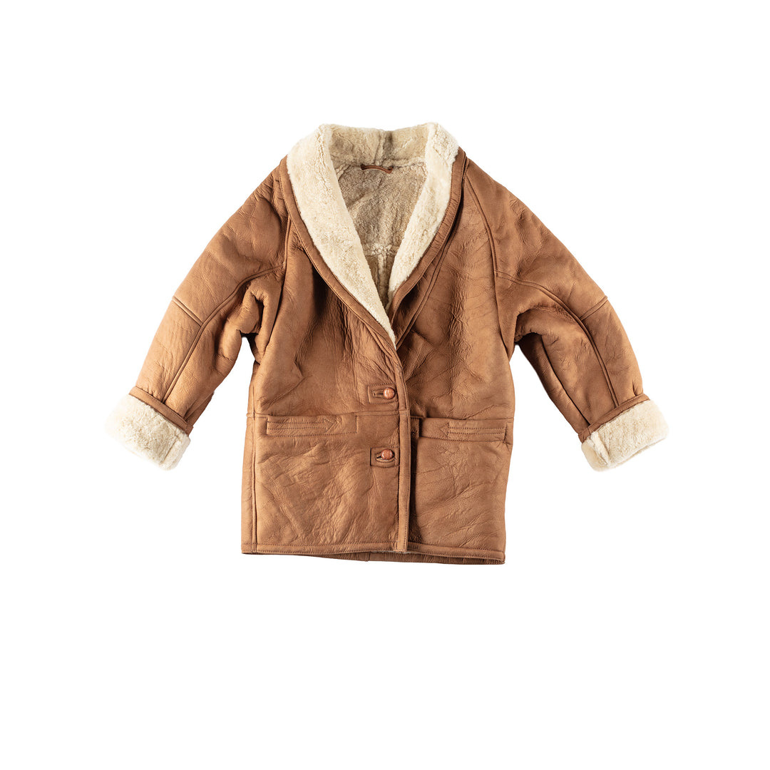 Vintage 80's Women Sheepskin Coat in Brown