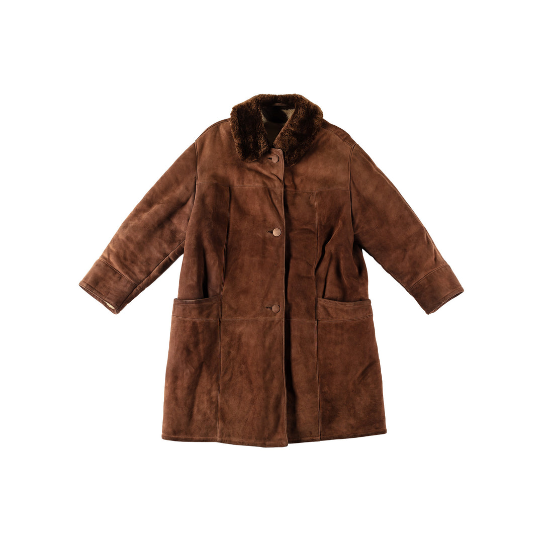 Vintage 80's Women Sheepskin Coat in BrownMN528