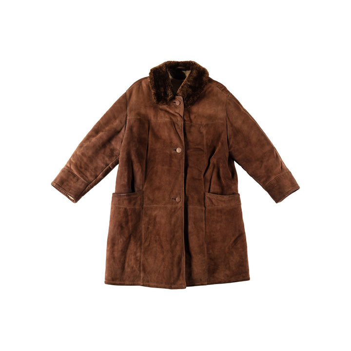 Vintage 80's Women Sheepskin Coat in BrownMN528
