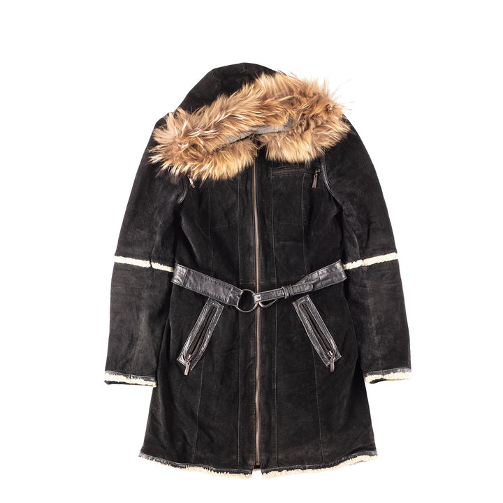 Vintage 00's Women Fur Coat in Black
