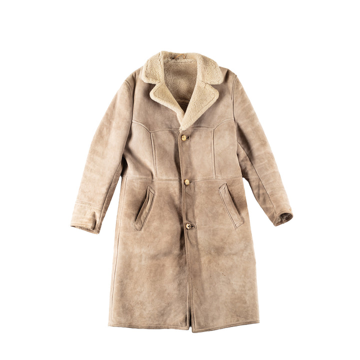 Vintage 70's Men Sheepskin Coat in Beige