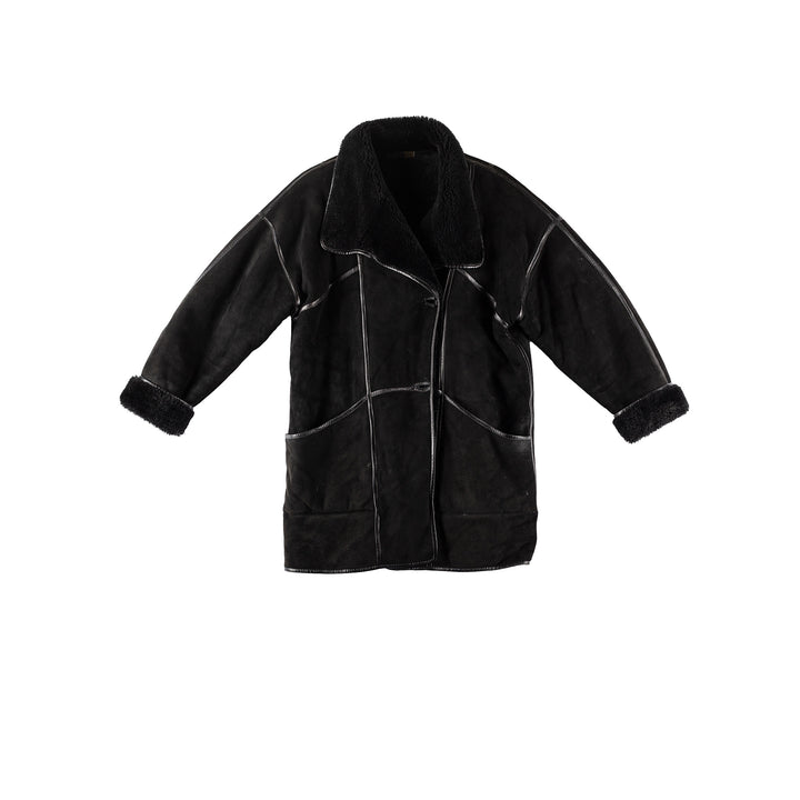 Vintage 90's Women Sheepskin Coat in BlackMN144