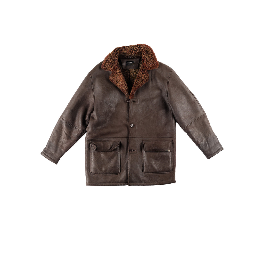 Vintage 90's Men Sheepskin Coat in BrownVN234