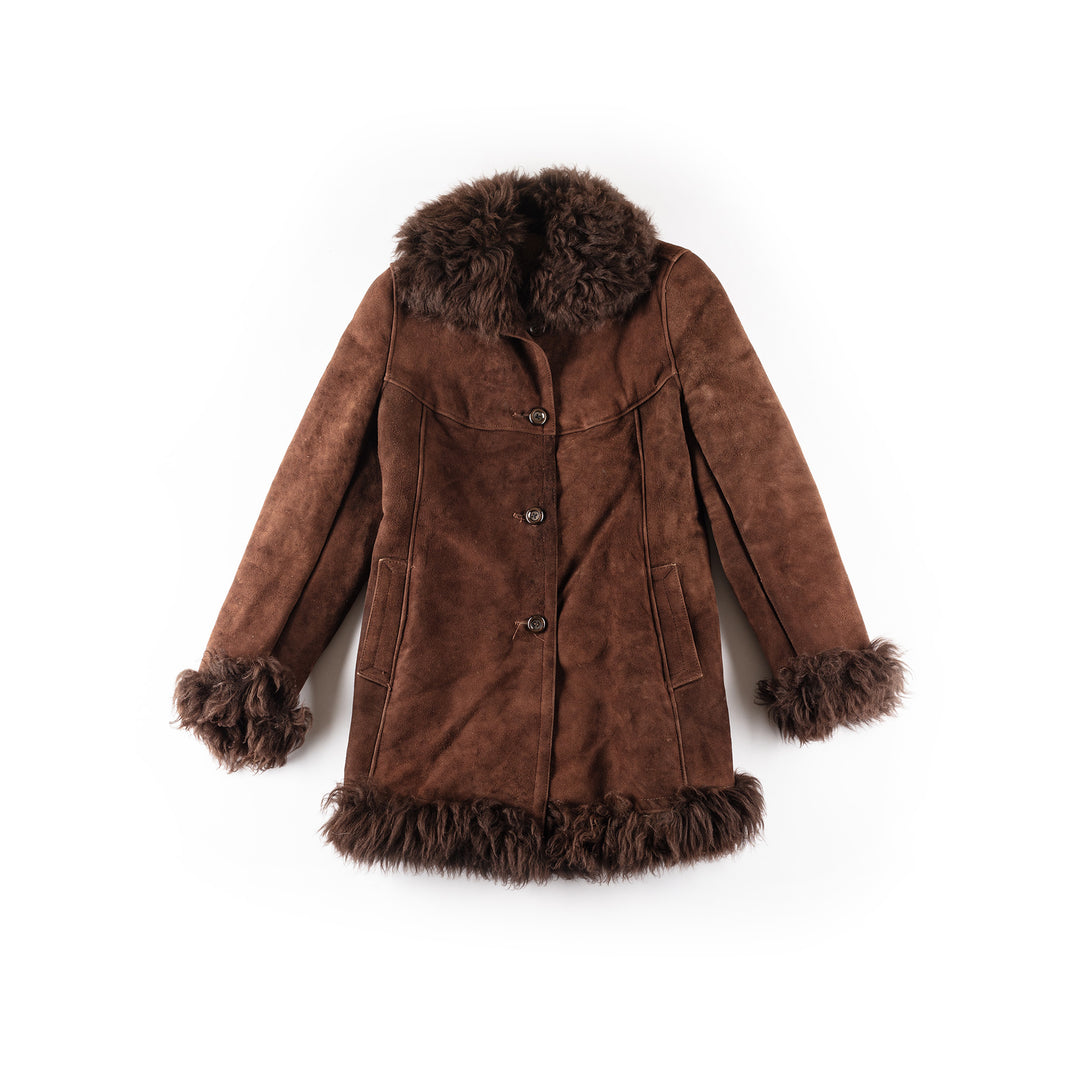 Vintage 70's Women Sheepskin Coat in BrownMN256