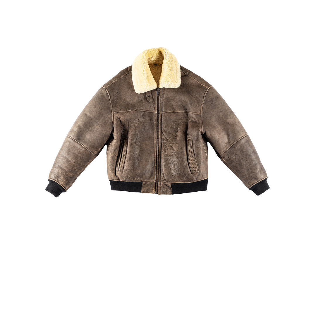 Vintage 80's Men Sheepskin Jacket in BrownVN383
