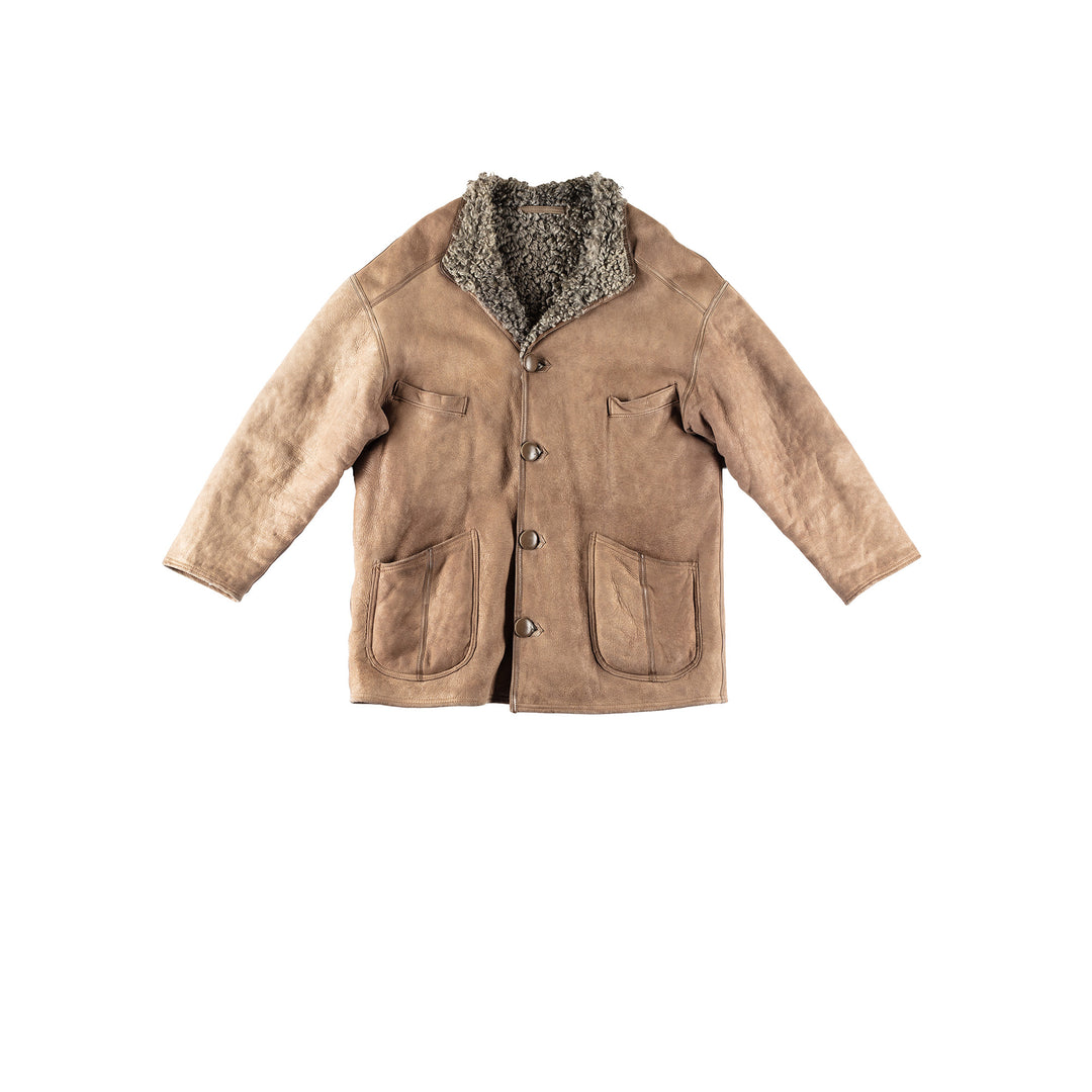 Vintage 80's Men Sheepskin Coat in BrownVN384