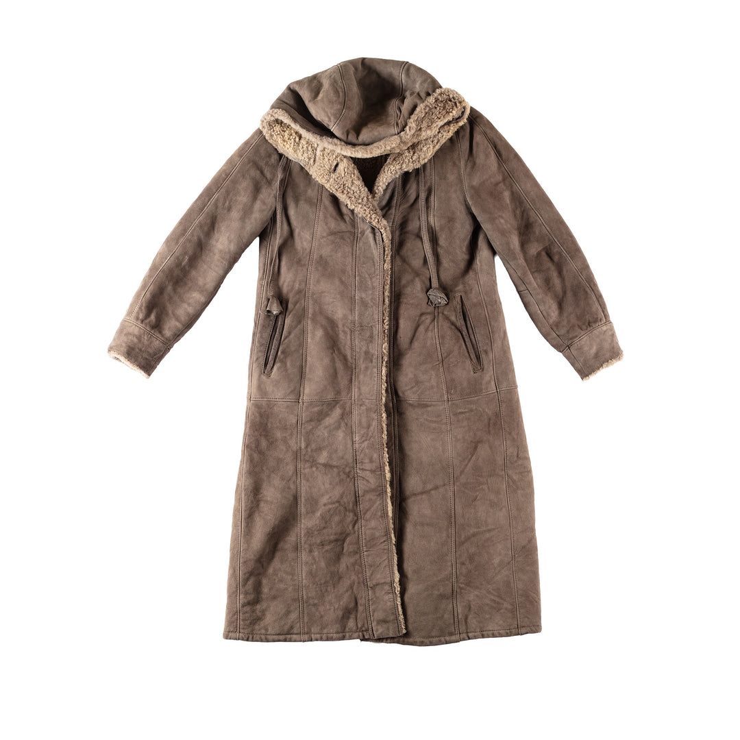 Vintage 80's Women Sheepskin Coat in GrayMN167