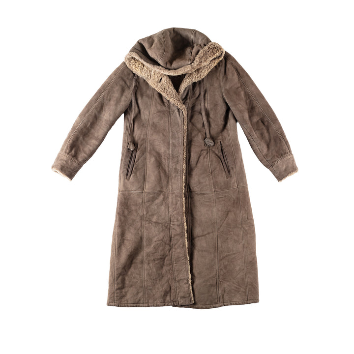 Vintage 80's Women Sheepskin Coat in GrayMN167