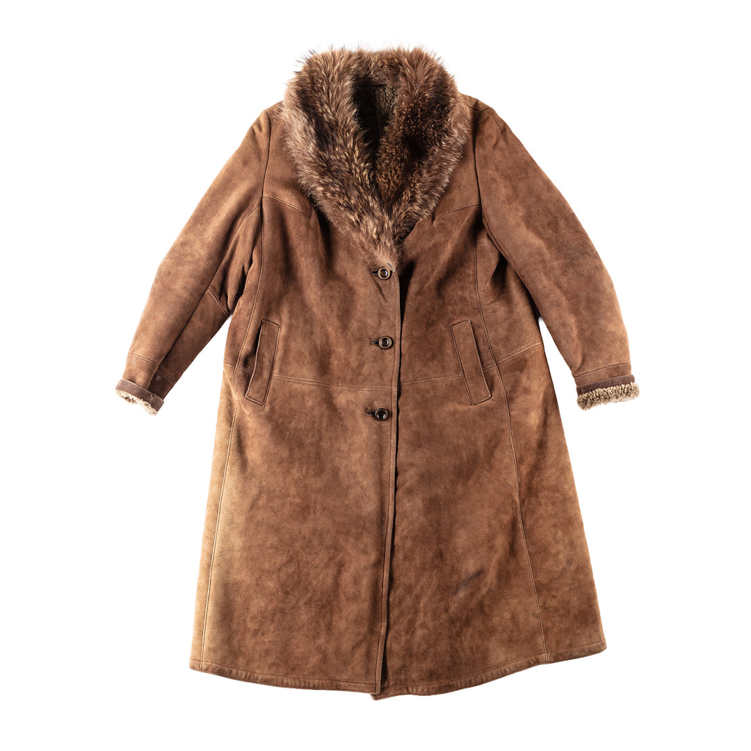Vintage 80's Women Sheepskin Coat in Brown