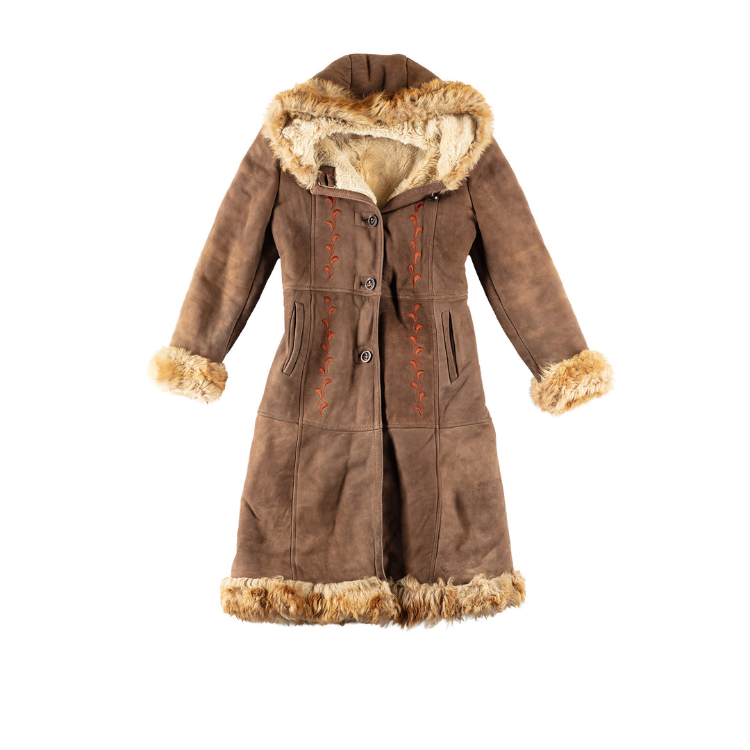 Vintage 70's Women Sheepskin Coat in BrownMN333