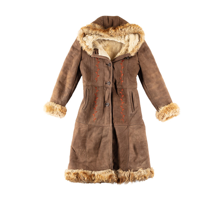 Vintage 70's Women Sheepskin Coat in BrownMN333