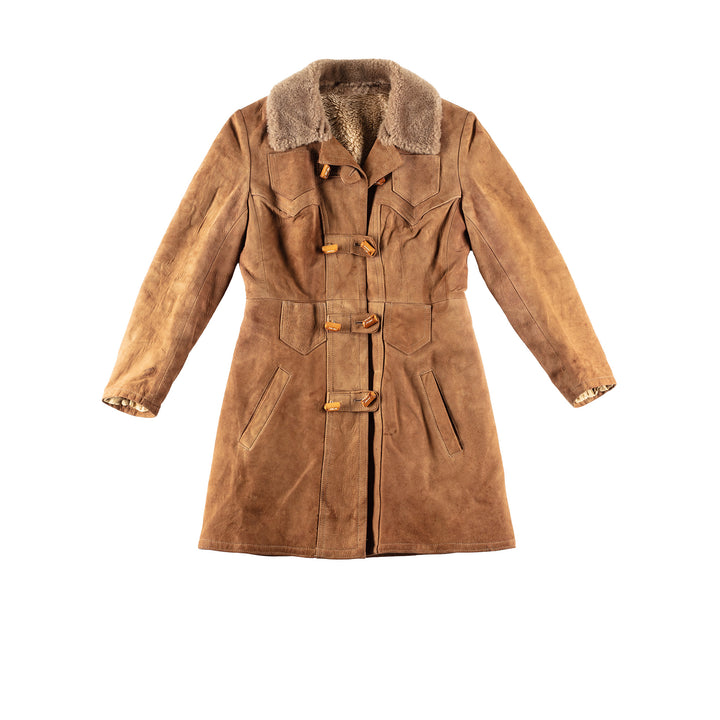 Vintage 70's Women Faux Sheepskin Coat in BrownMN258