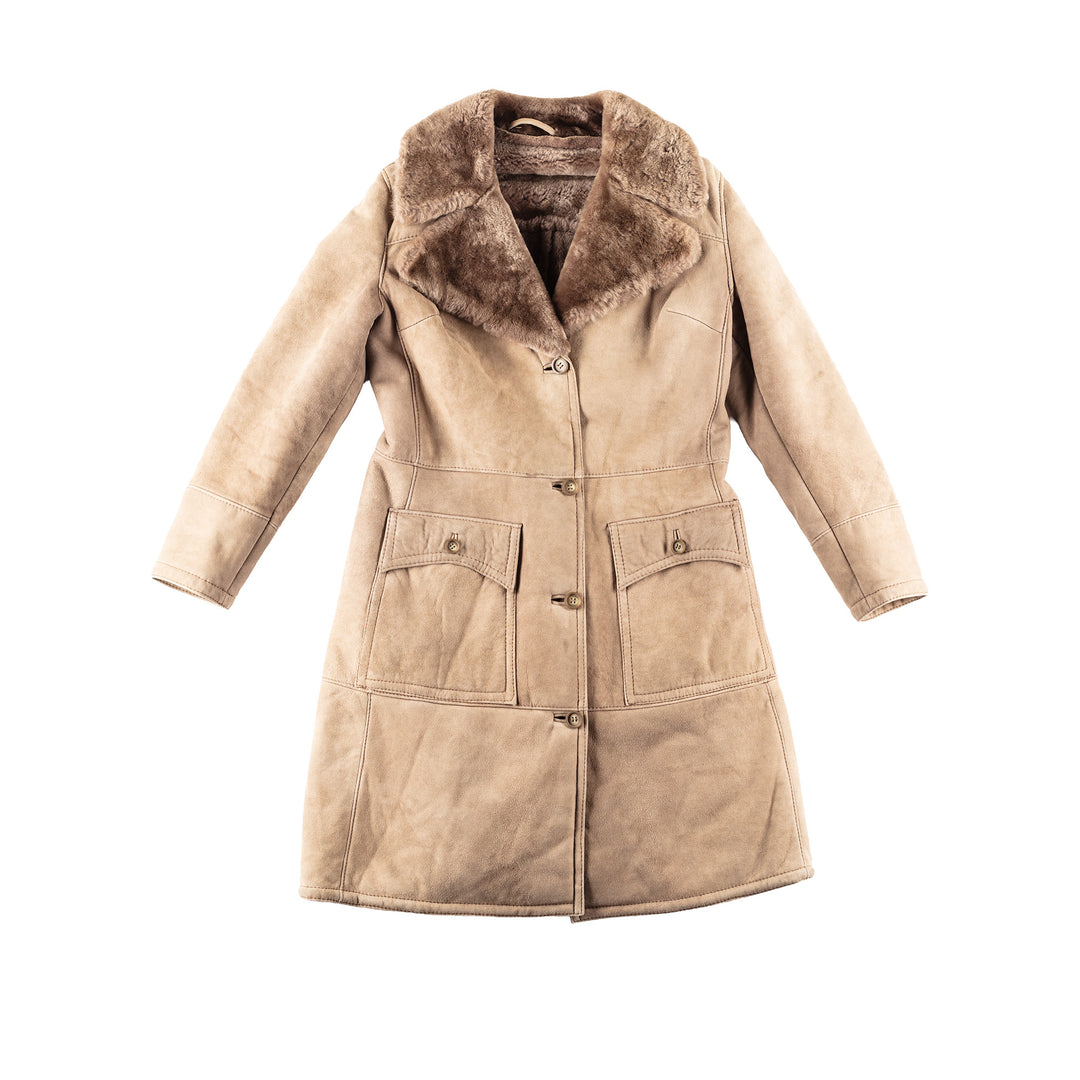 Vintage 70's Women Sheepskin Coat in Beige