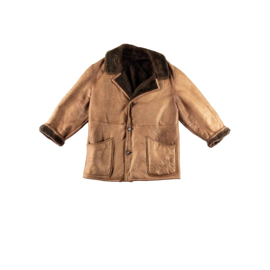 Vintage 80's Men Sheepskin Coat in BrownVN596