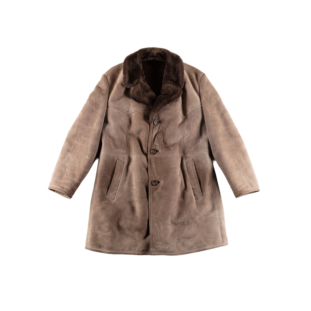 Vintage 80's Men Sheepskin Coat in GrayVN491