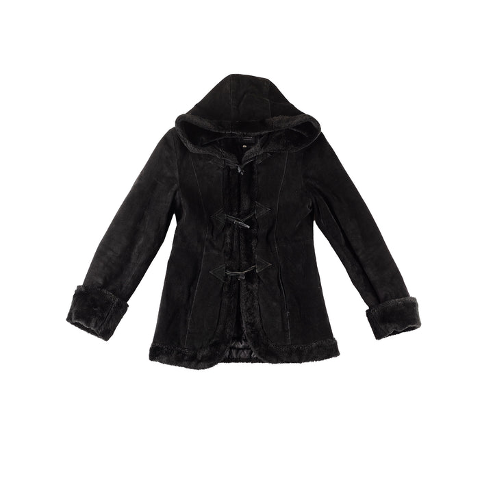 Vintage 00's Women Suede Coat in Black