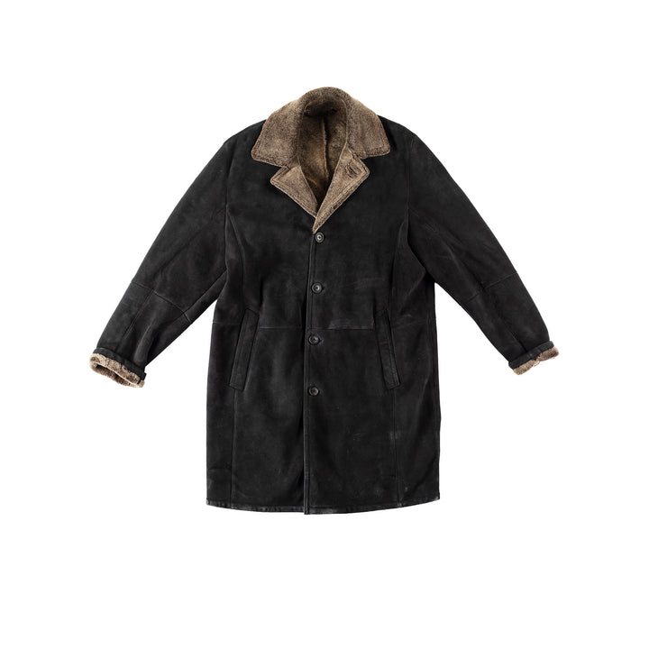 Vintage 80's Men Sheepskin Coat in BlackVN150