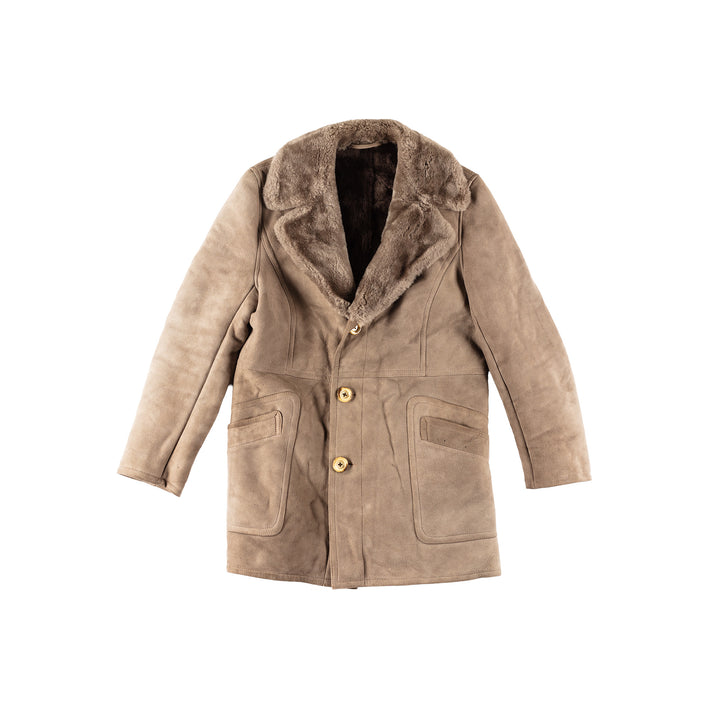 Vintage 80's Men Sheepskin Coat in GrayVN223