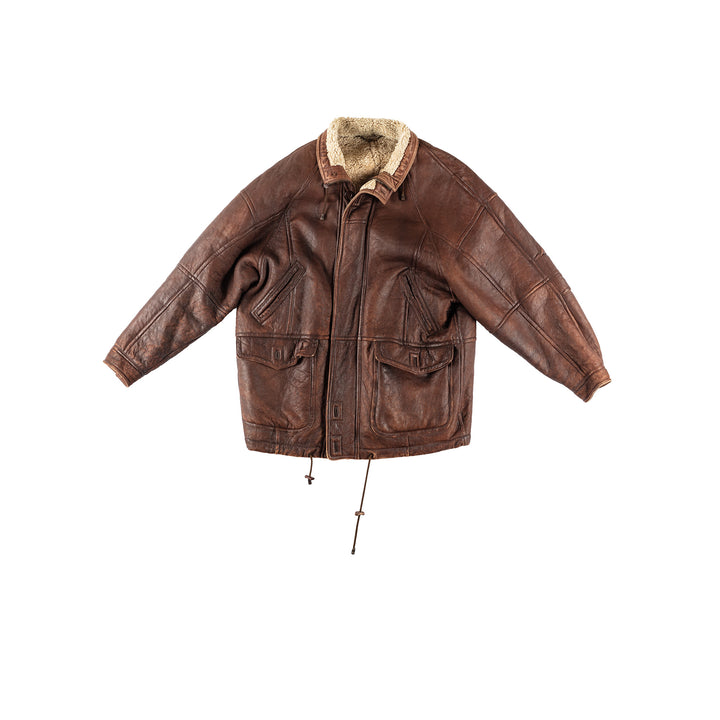 Vintage 90's Men Sheepskin Coat in BrownVN213