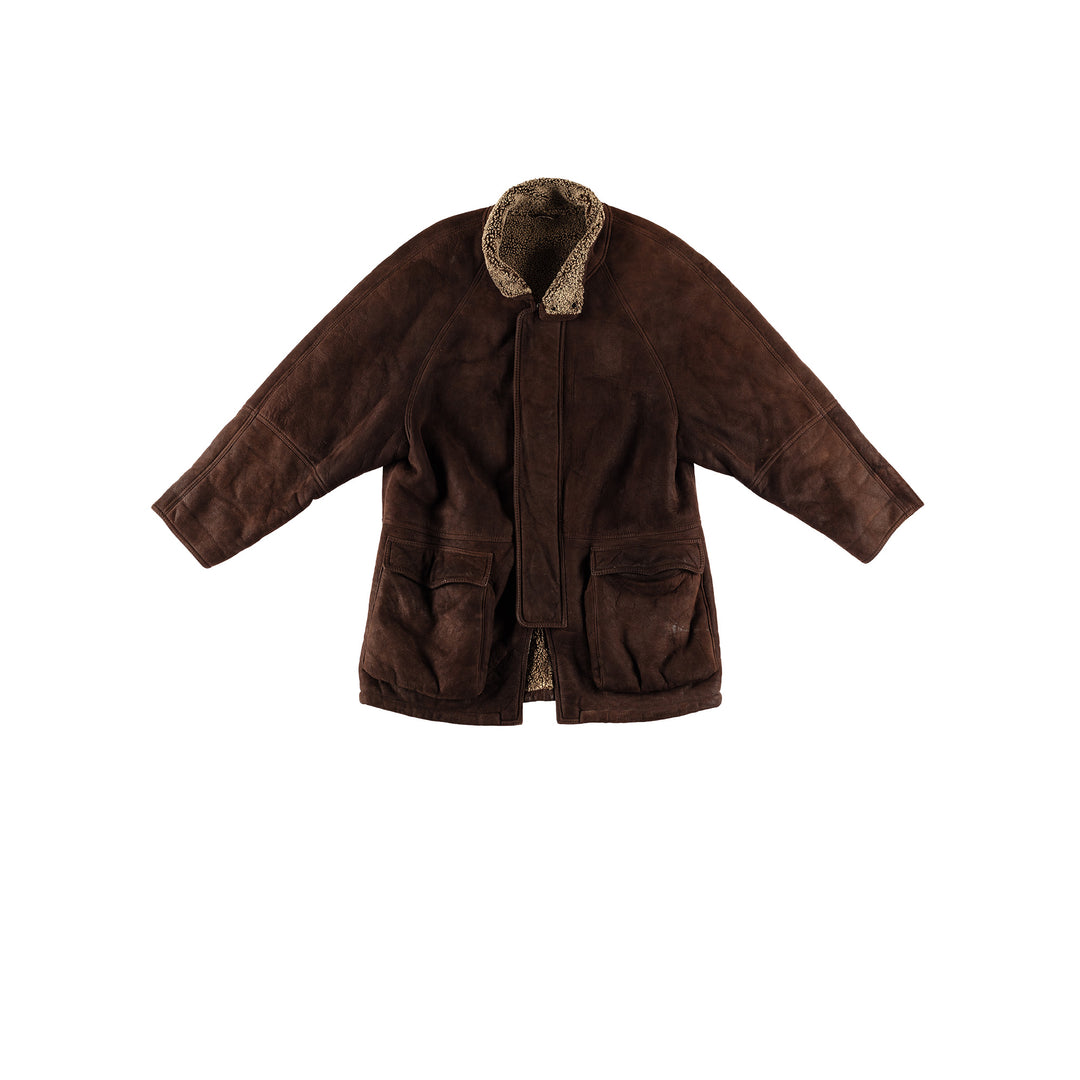 Vintage 80's Men Sheepskin Coat in BrownVN615