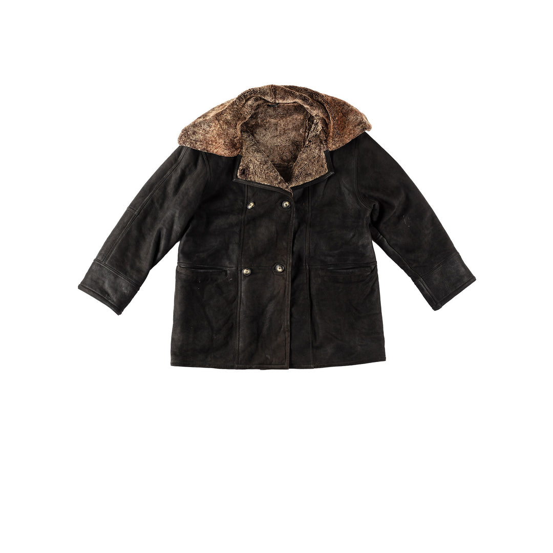 Vintage Women Sheepskin Coat in BlackMN138