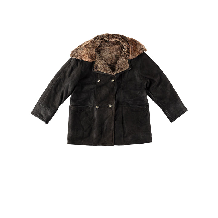 Vintage Women Sheepskin Coat in BlackMN138