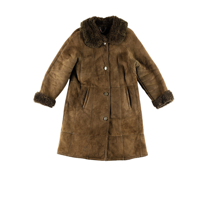 Vintage 80's Women Sheepskin Coat in GreenMN435