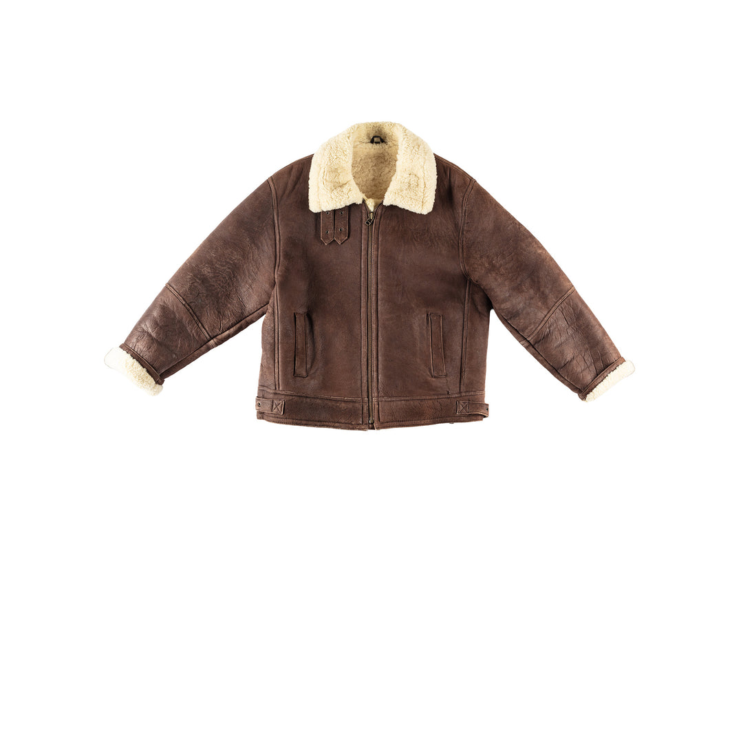 Vintage 80's Men Sheepskin Jacket in BrownVN260